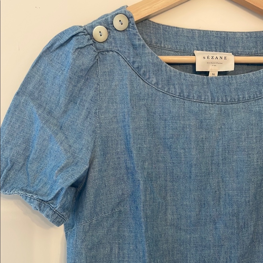 Sezane Octavia Blouse Denim Size 36